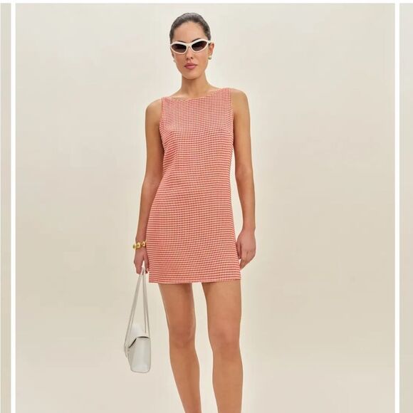 Reformation Dresses & Skirts - Reformation Rosemond Mini Dress Strawberry Check Cut Out Sz 12
